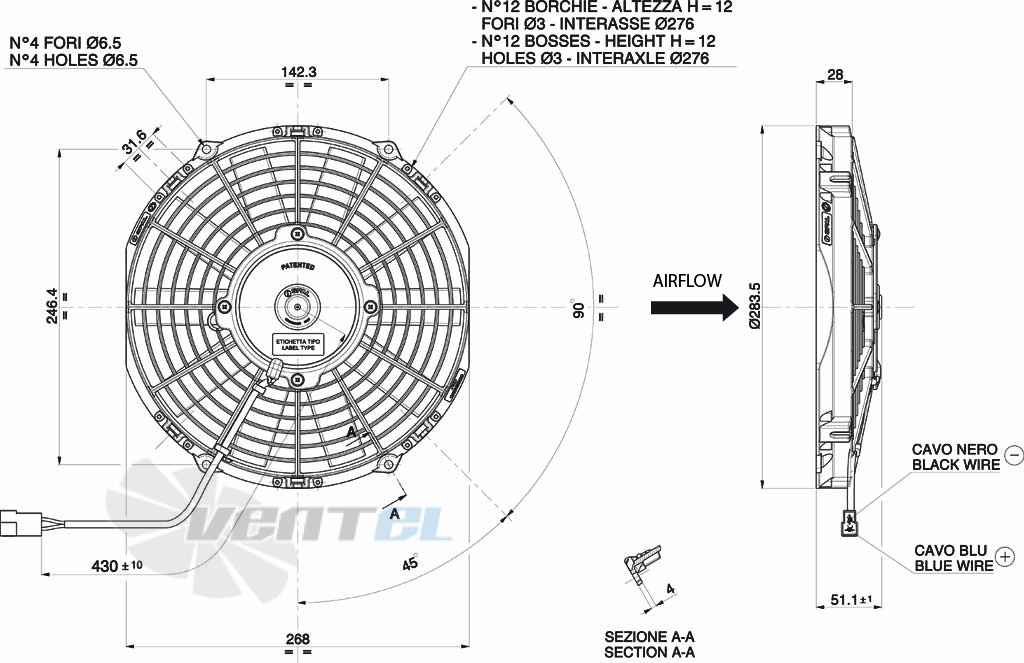 Spal (Италия) VA11AP8C29A - описание, технические характеристики, графики