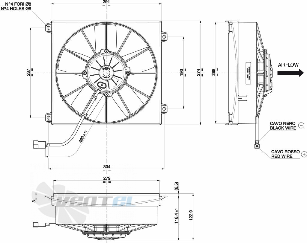 Spal (Италия) VA17AP70LL39A - описание, технические характеристики, графики