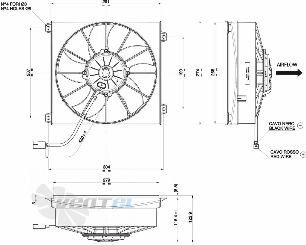 Spal (Италия) VA17AP70LL51A - описание, технические характеристики, графики