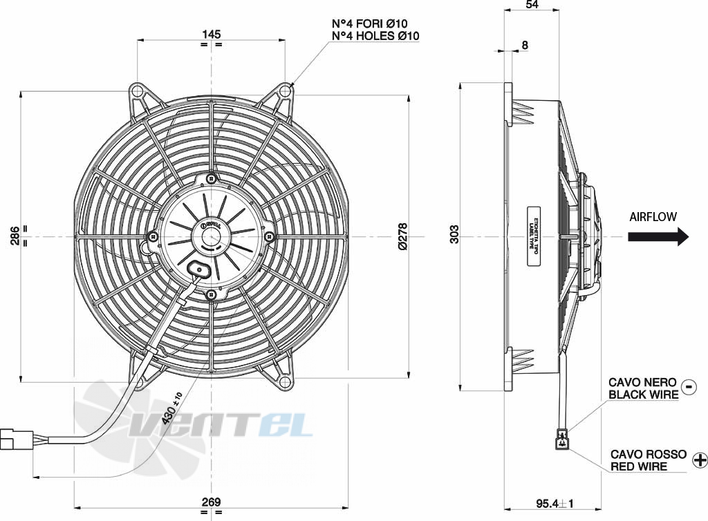 Spal (Италия) VA53AP70LL51A - описание, технические характеристики, графики