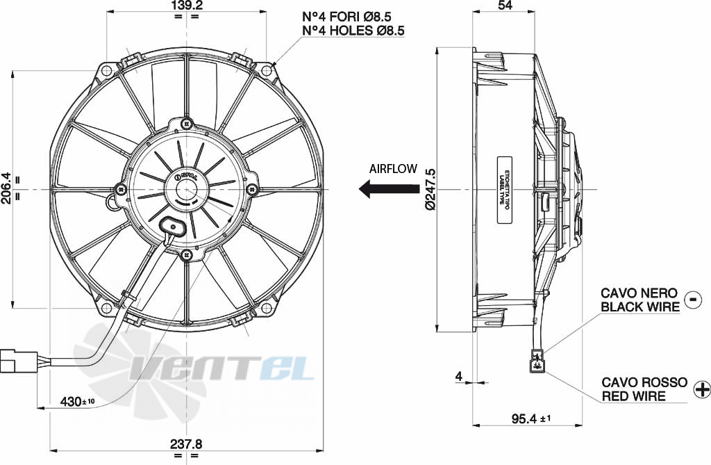 Spal (Италия) VA02AP70LL40S - описание, технические характеристики, графики