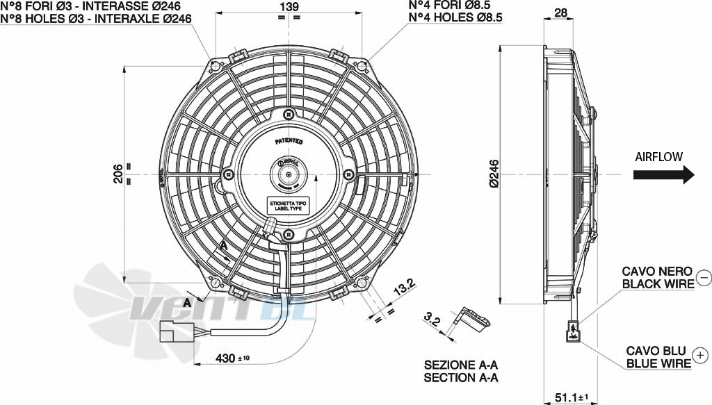 Spal (Италия) VA07AP12C31A - описание, технические характеристики, графики