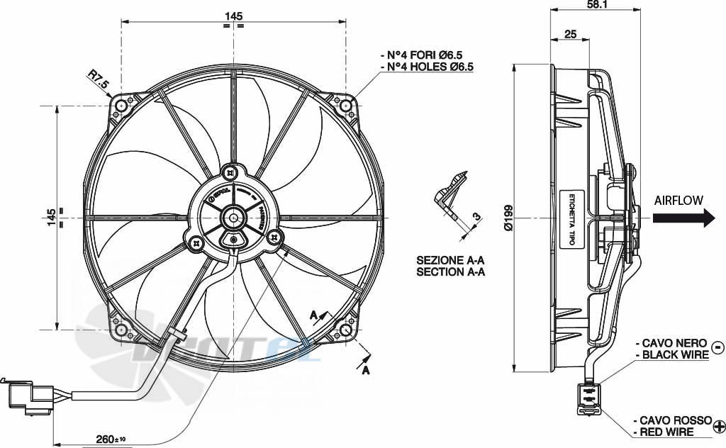 Spal (Италия) VA75A10190A - описание, технические характеристики, графики