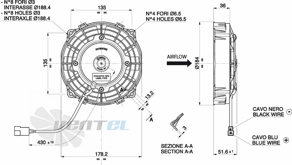 Spal (Италия) VA22AP11C50A - описание, технические характеристики, графики