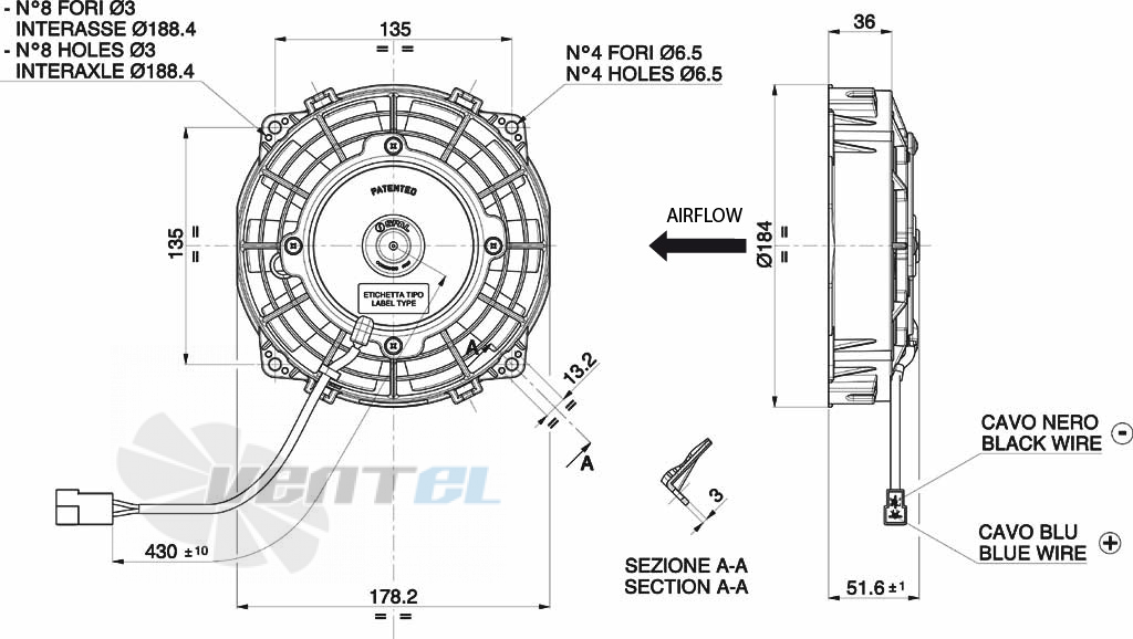 Spal (Италия) VA22AP11C50S - описание, технические характеристики, графики