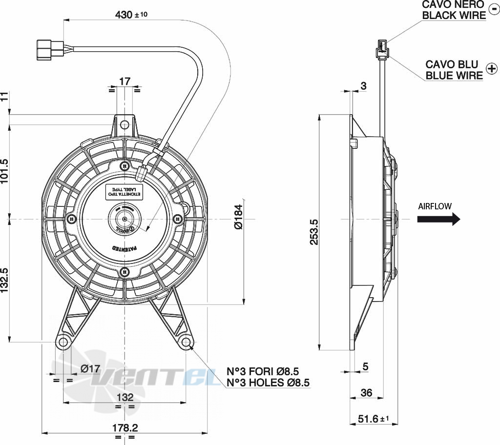 Spal (Италия) VA25AP11C50A - описание, технические характеристики, графики