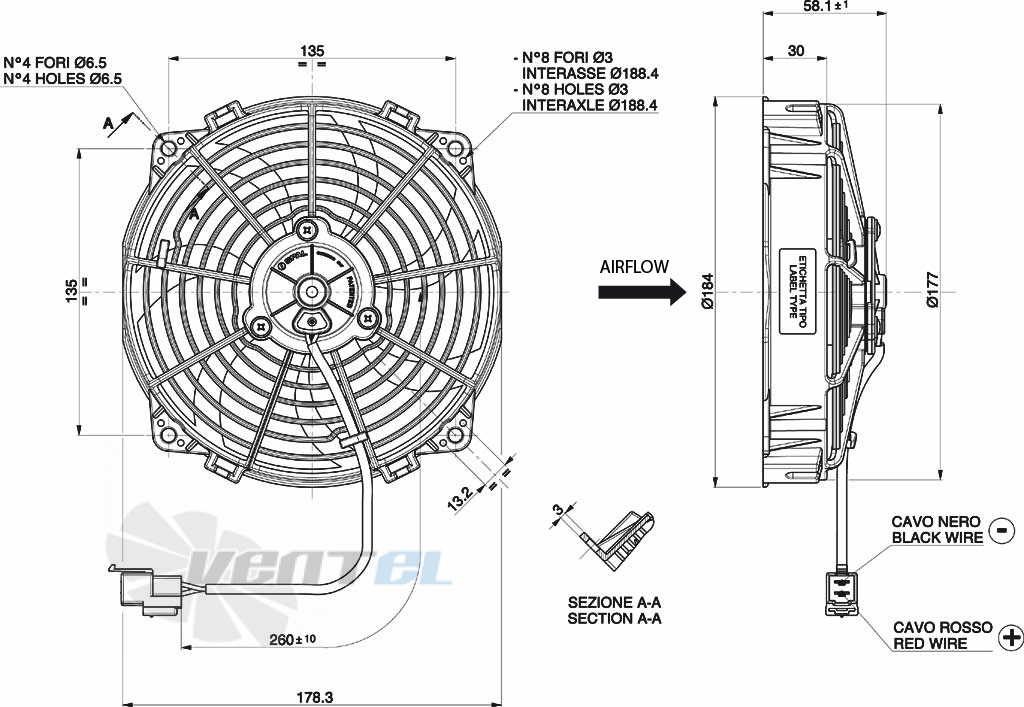 Spal (Италия) VA67A10183A - описание, технические характеристики, графики