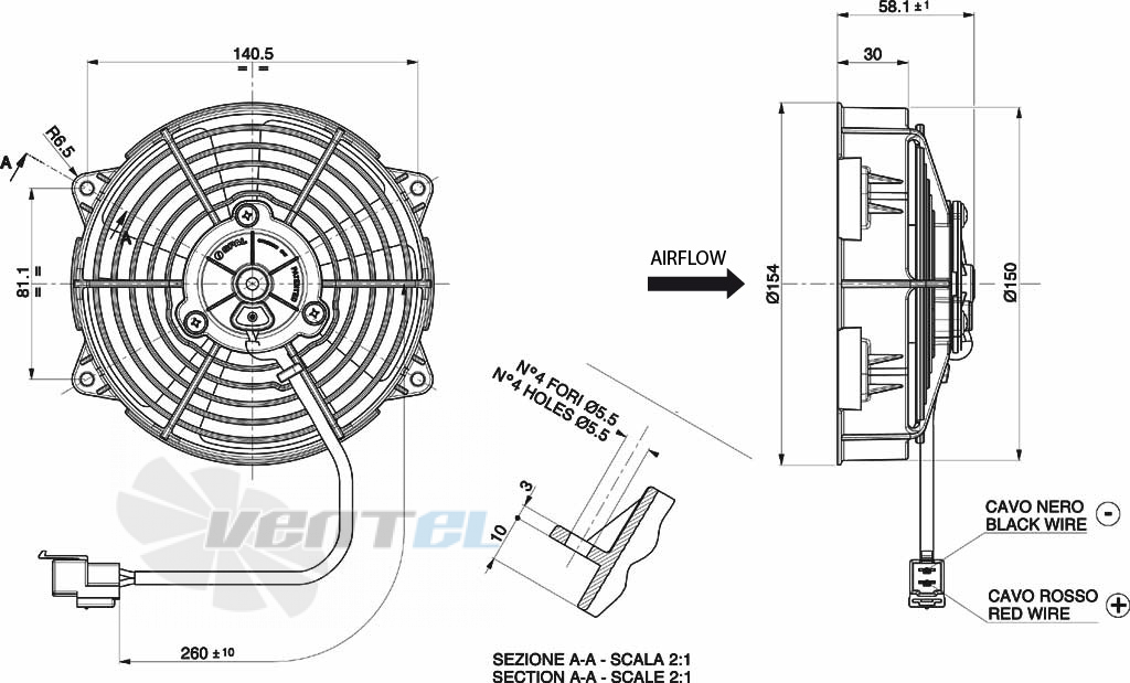 Spal (Италия) VA39A10045A - описание, технические характеристики, графики