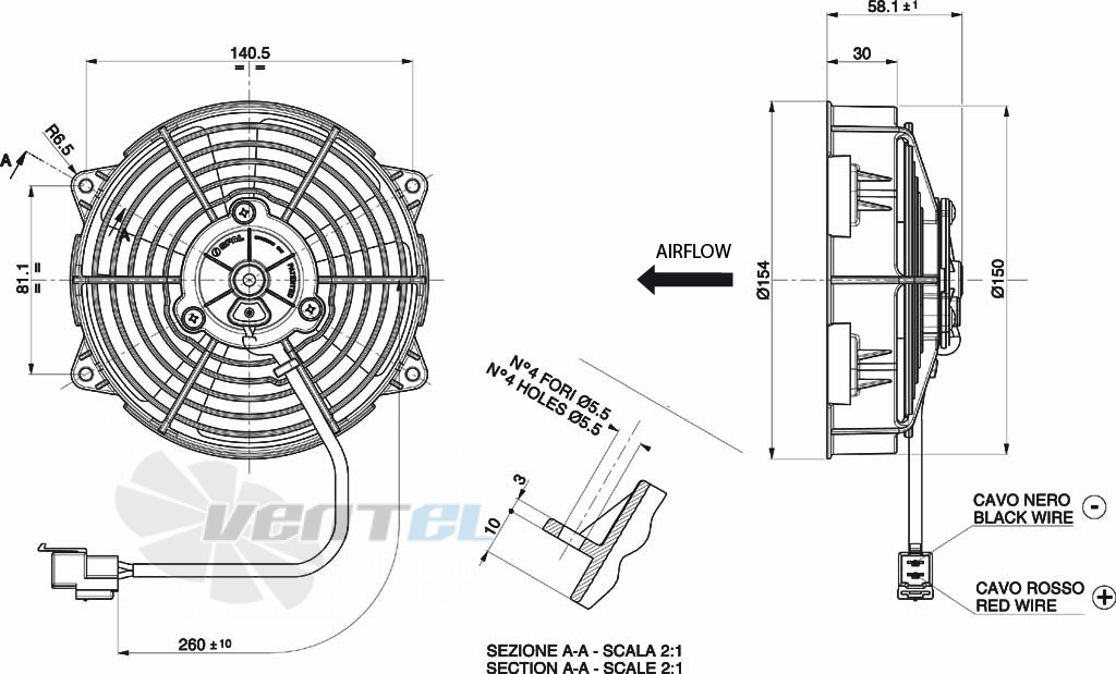 Spal (Италия) VA39A10045S - описание, технические характеристики, графики