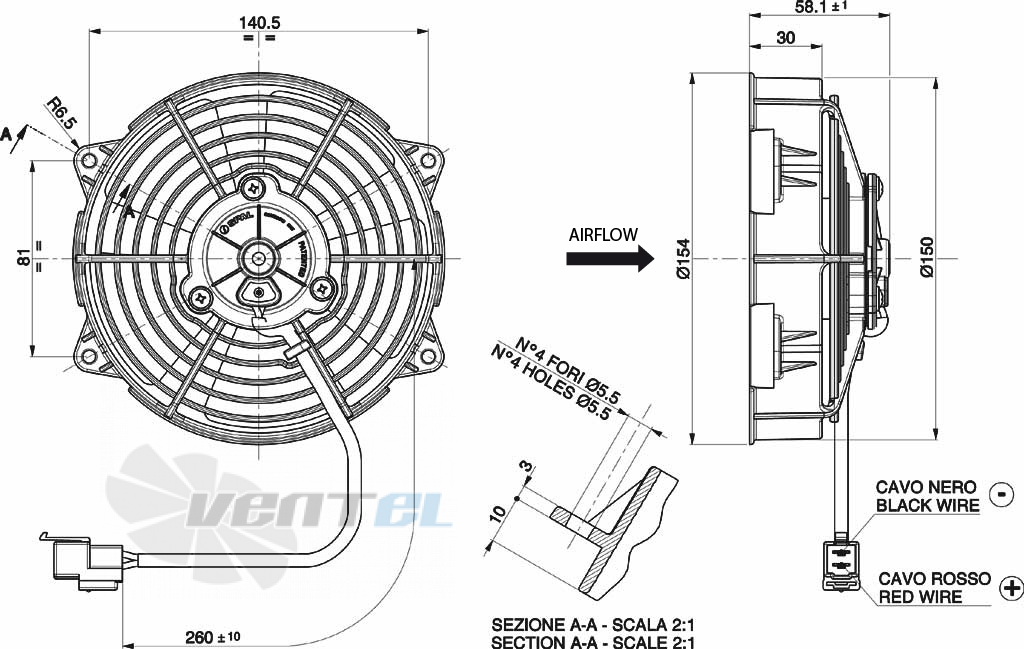 Spal (Италия) VA39A10145A - описание, технические характеристики, графики