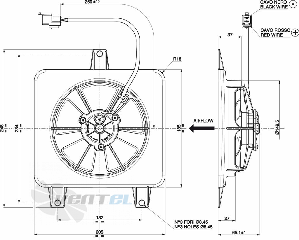 Spal (Италия) VA45A10045S - описание, технические характеристики, графики