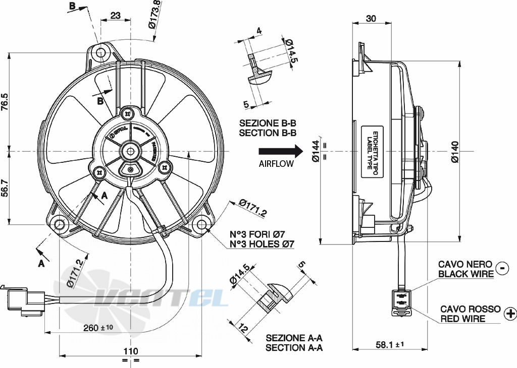 Spal (Италия) VA31A10046A - описание, технические характеристики, графики