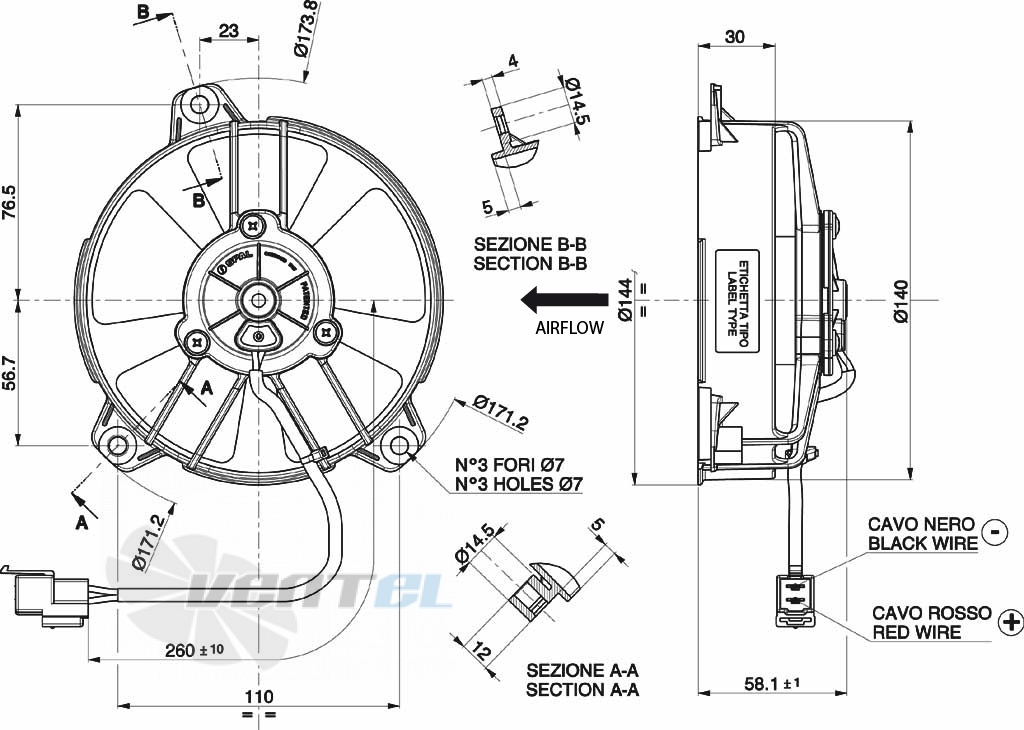 Spal (Италия) VA31A10046S - описание, технические характеристики, графики