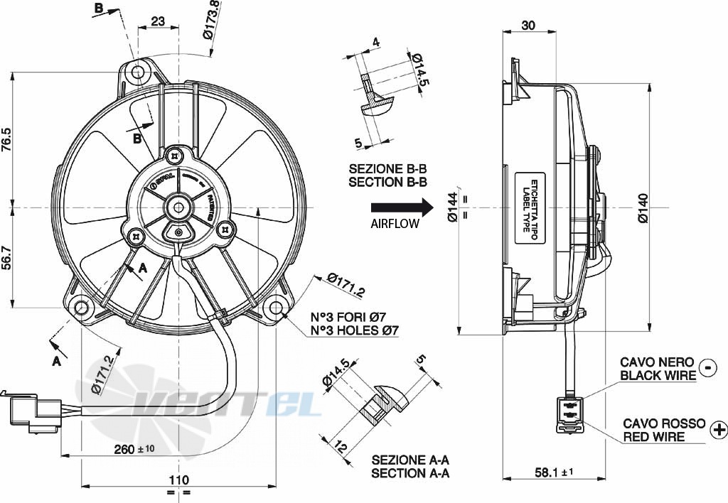 Spal (Италия) VA31A10146A - описание, технические характеристики, графики