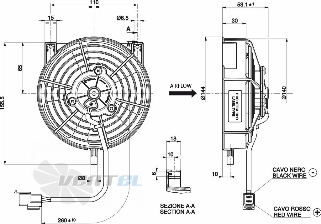 Spal (Италия) VA36A10046A - описание, технические характеристики, графики