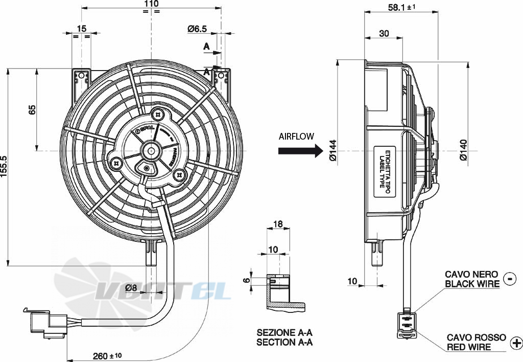 Spal (Италия) VA36A10146A - описание, технические характеристики, графики