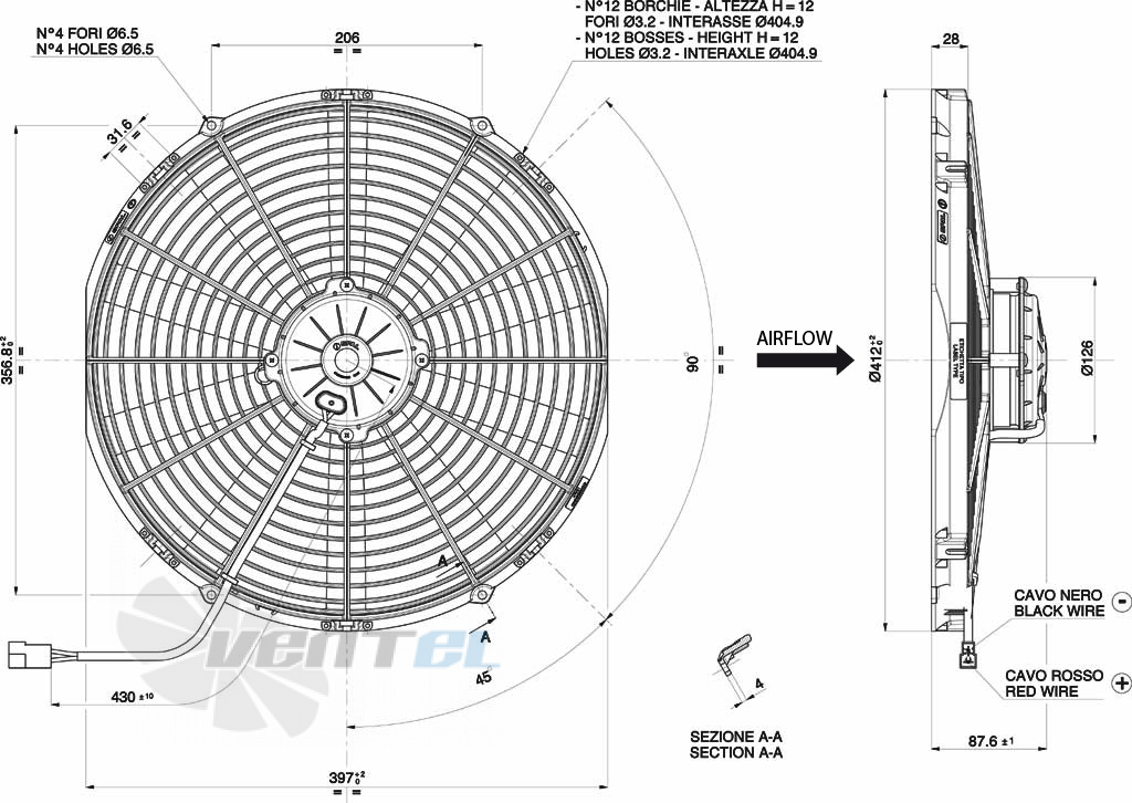 Spal (Италия) VA18BP70LL86A - описание, технические характеристики, графики