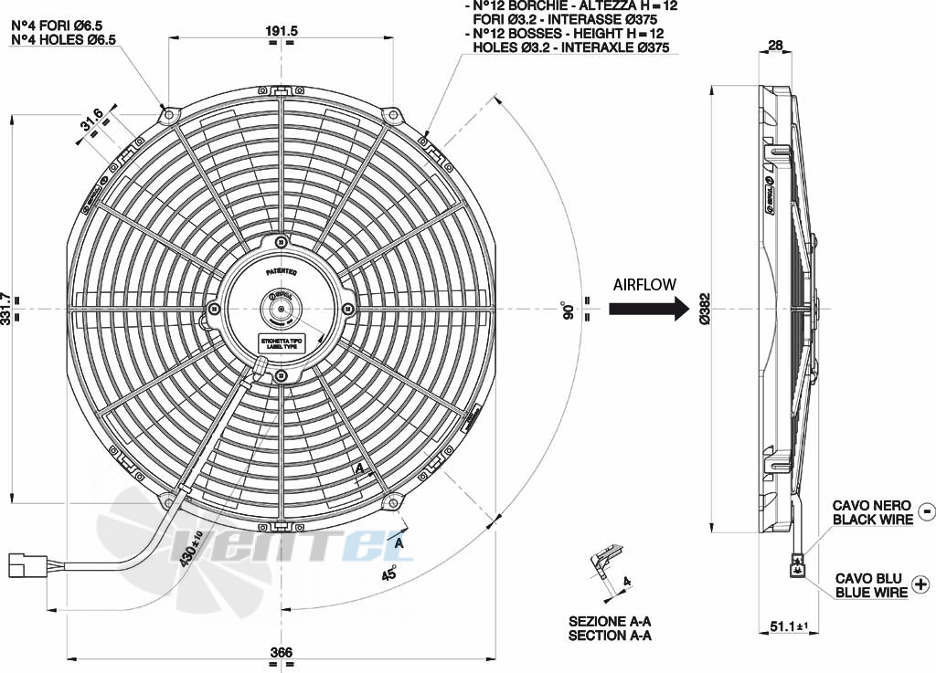 Spal (Италия) VA08BP10C23A - описание, технические характеристики, графики