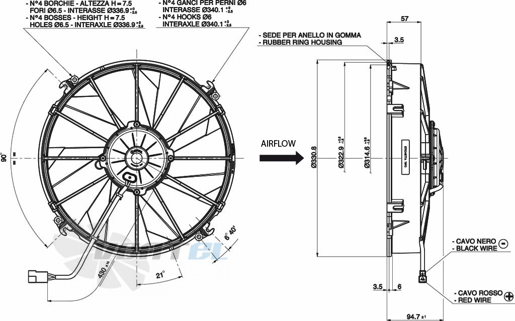 Spal (Италия) VA01BP70LL89A - описание, технические характеристики, графики