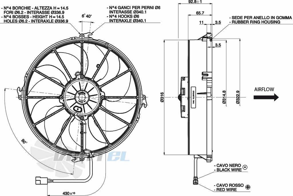 Spal (Италия) VA51BP70LL69A - описание, технические характеристики, графики