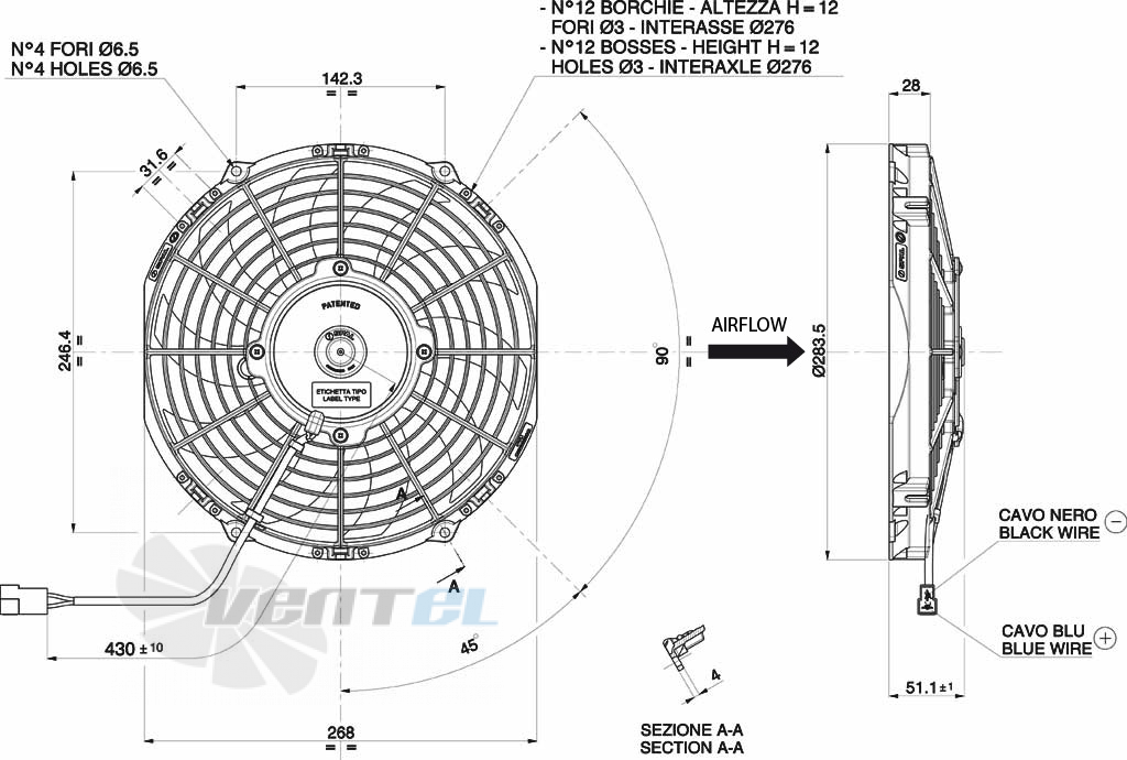 Spal (Италия) VA11BP12C57A - описание, технические характеристики, графики