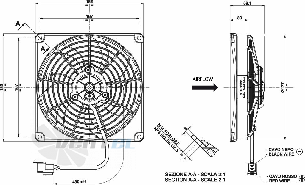 Spal (Италия) VA68B10183A - описание, технические характеристики, графики