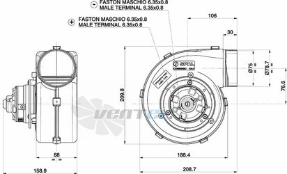 Spal (Италия) 001A5303S - описание, технические характеристики, графики