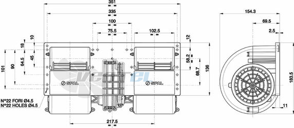 Spal (Италия) 012AP75LL78 - описание, технические характеристики, графики