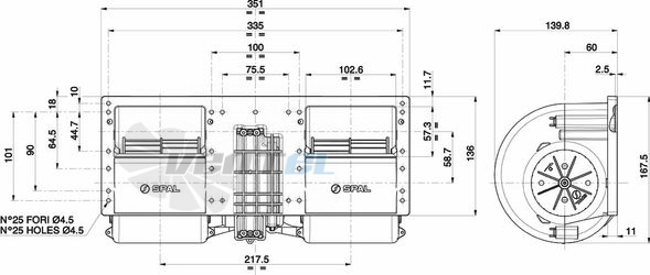 Spal (Италия) 014AP73LL22 - описание, технические характеристики, графики