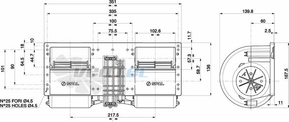 Spal (Италия) 014AP74LL22 - описание, технические характеристики, графики