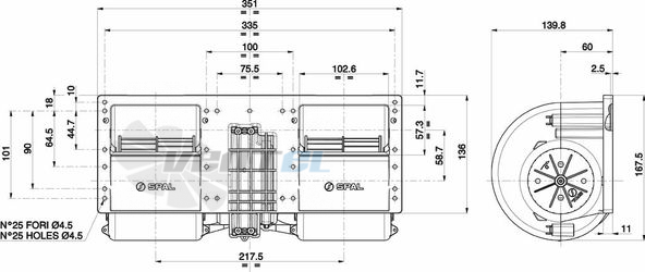 Spal (Италия) 014AP75LL22 - описание, технические характеристики, графики