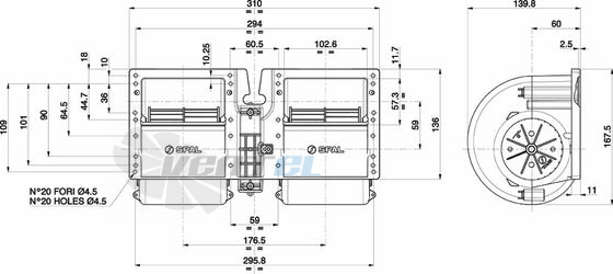 Spal (Италия) 015A4522 - описание, технические характеристики, графики