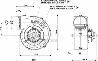 Spal (Италия) 001B3949D - описание, технические характеристики, графики