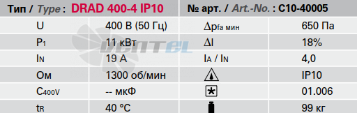 Rosenberg DRAD 400-4 IP10 - описание, технические характеристики, графики