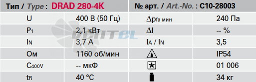 Rosenberg DRAD 280-4 K - описание, технические характеристики, графики