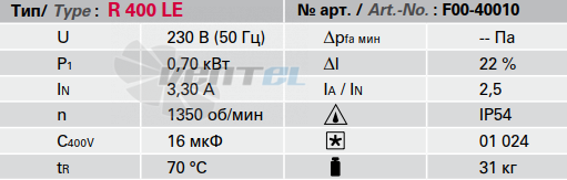 Rosenberg R 400 LE - описание, технические характеристики, графики