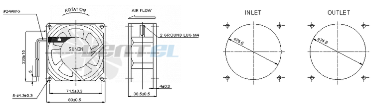 Sunon SF11580A-1083HSL-GN - описание, технические характеристики, графики