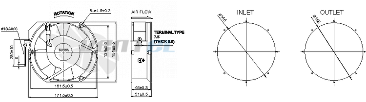 Sunon A1175-HBL-TC-GN - описание, технические характеристики, графики