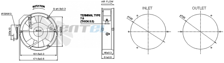 Sunon A1175-HBL-TC-GN - описание, технические характеристики, графики