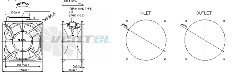 Sunon A1179-HBT-TC-GN - описание, технические характеристики, графики