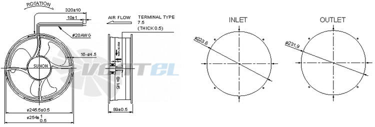 Sunon A1259-MBL-TC-N-GN - описание, технические характеристики, графики