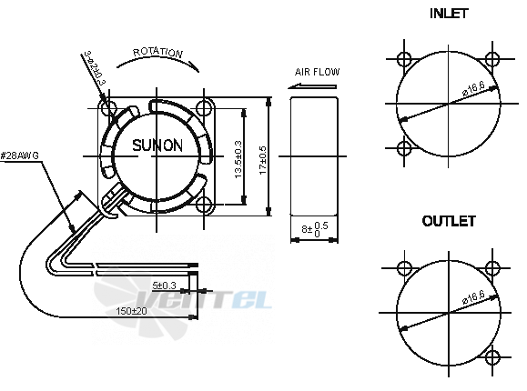 Sunon MC17080V1-000U-A99 - описание, технические характеристики, графики