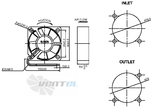 Sunon HA30101V3-000U-A99 - описание, технические характеристики, графики