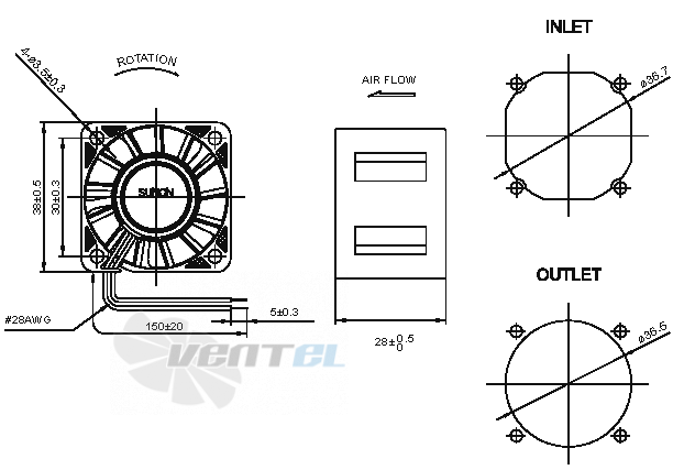 Sunon SG38281B1-000U-A99 - описание, технические характеристики, графики