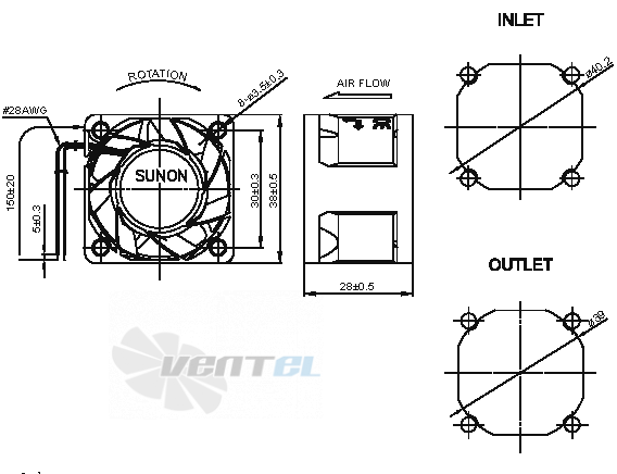 Sunon PF38281BX-000U-A99 - описание, технические характеристики, графики