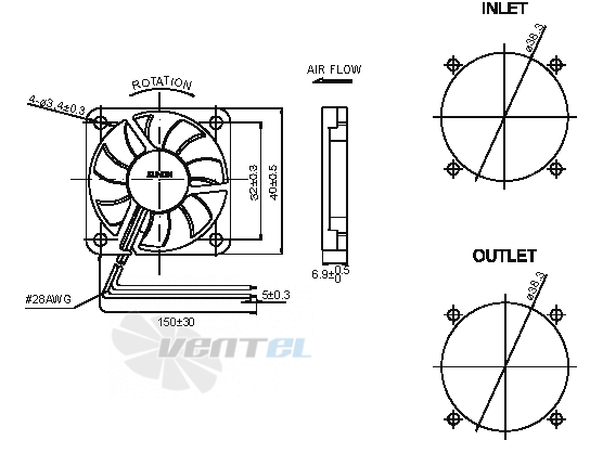 Sunon MF40060V1-000U-A99 - описание, технические характеристики, графики