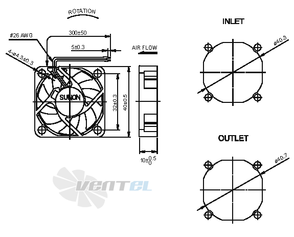 Sunon HA40101V4-000U-999 - описание, технические характеристики, графики