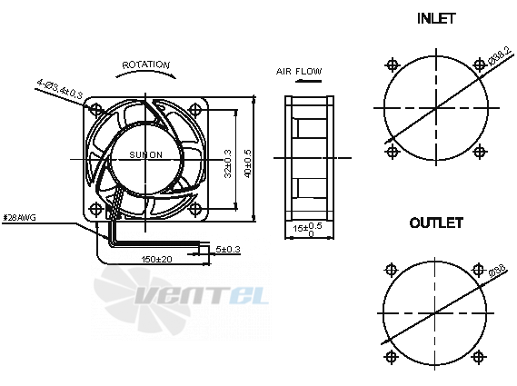 Sunon PSD1204PHB1-A-2-Z-GN - описание, технические характеристики, графики