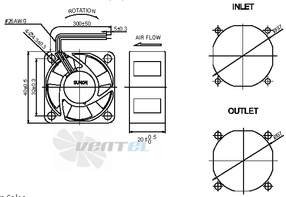 Sunon MB40200V1-000U-A99 - описание, технические характеристики, графики