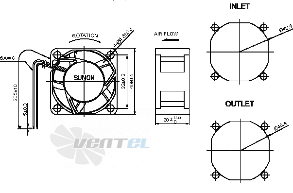 Sunon EF40201B1-000U-A99 - описание, технические характеристики, графики